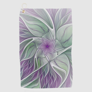 Toalla De Golf Sueño de flores, abstracto arte fractal verde púrp