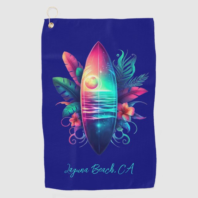 Toalla De Golf Surfboard Tropical Beach- (Anverso)