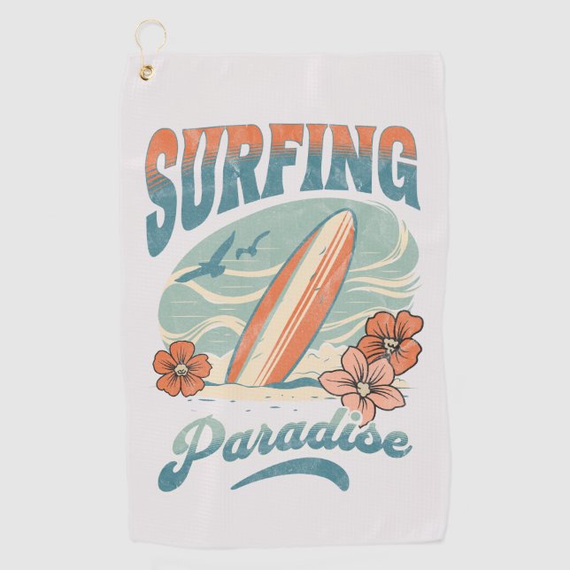 Toalla De Golf Surfing Paradise estilo retro (Anverso)
