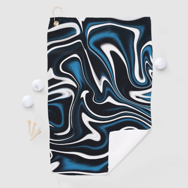 Toalla De Golf Swirls azul, negro y blanco (In situ)