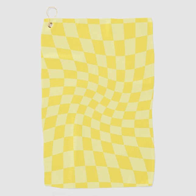Toalla De Golf Tablero retro Lemon Yellow Pastel Warped (Anverso)