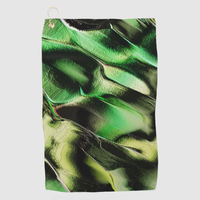 Toalla De Golf Tallado de metalizado mate, en tono verde y crema (Anverso)
