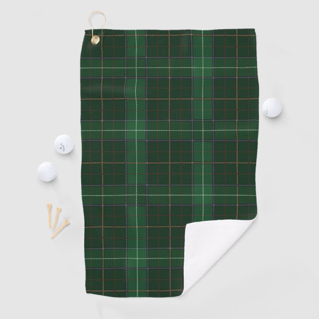 Toalla De Golf Tartan Clan Walsh Plage Green Check Pattern (In situ)