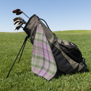 Toalla De Golf Tartán clásico verde y lila.