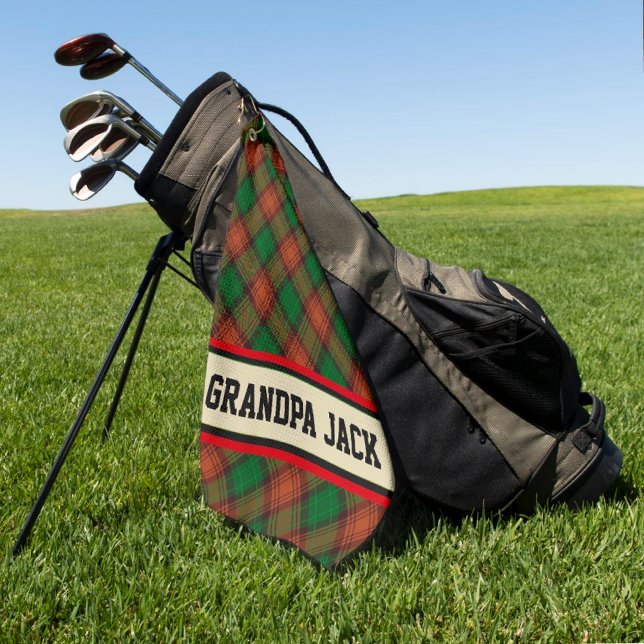 Toalla de golf Tartan Plaid Rojo Personalizado (For the golfers!)