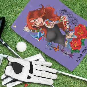 Toalla De Golf Tattoos de la mujer de Redhead