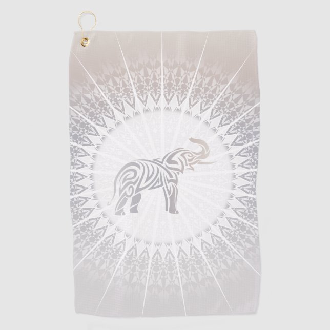 Toalla De Golf Taupe Grey Elephant Mandala (Anverso)