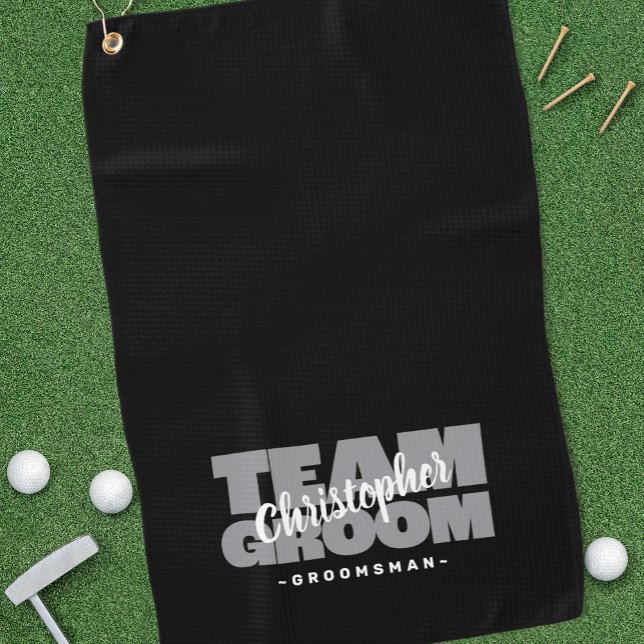 Toalla De Golf Team Groom Groomsman Golfer Sports Pro Gray Negro (Team Groom Groomsman Golfer Sports Pro Black Gray Golf Towel)