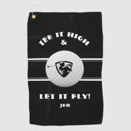 Toalla De Golf Tee de golfista alto monograma deportista negro