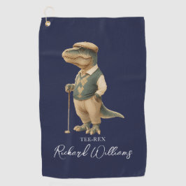 Toalla De Golf Tee-Rex Golfer Dinosaur Signature Name Navy Blue