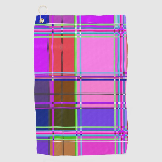 Toalla De Golf Tela de cuadros rosa estampado Madras (Anverso)