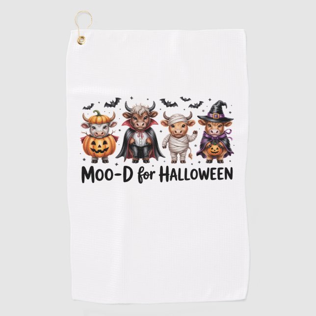 Toalla De Golf Temporada espeluznante de Highland Cow Halloween ( (Anverso)