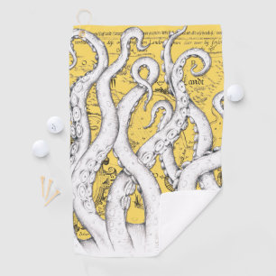 Toalla De Golf Tentáculos blancos Octopus Mapa de cosecha Sol N