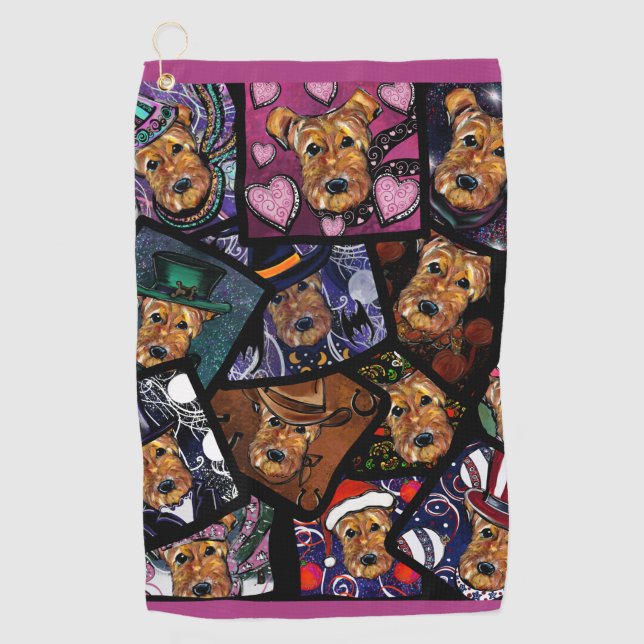 TOALLA DE GOLF TERRIER AIREDALE (Anverso)