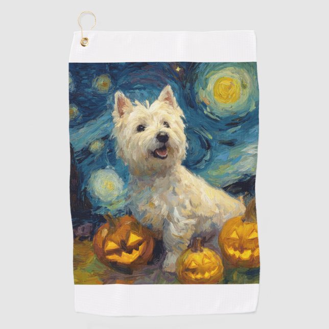 Toalla De Golf Terrier West Highland Perrito Lindo Halloween Jack (Anverso)