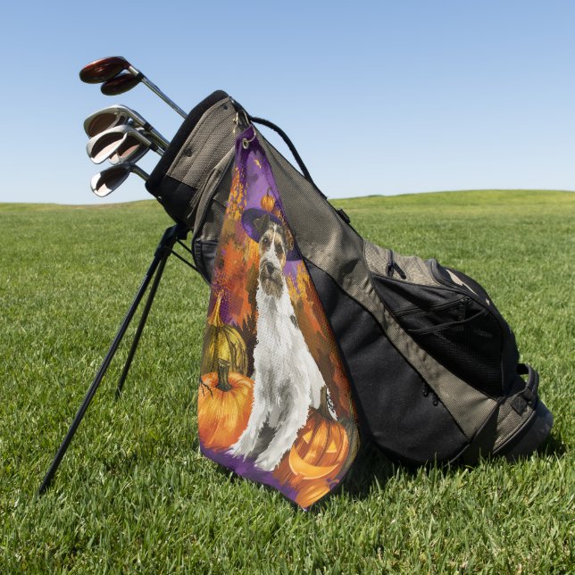 Toalla De Golf Terrier Wirefox Perro Bruja Calabaza Halloween Esp (Verde)