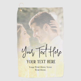 Toalla De Golf Texto de guión negro con foto vintage