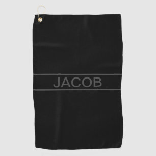 Toalla De Golf Texto de personalizable Negra y gris oscuro