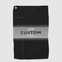 Toalla De Golf Texto moderno con capas de Personalizable | Negro
