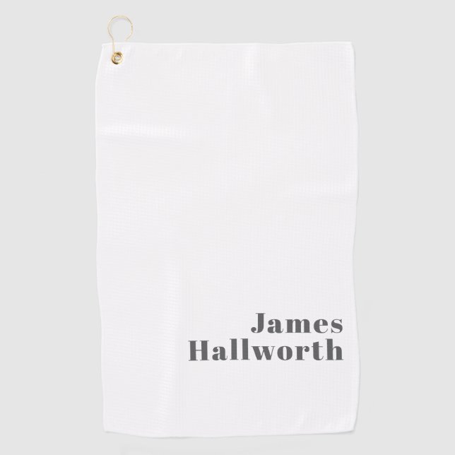 Toalla De Golf Texto moderno retro editable de estilo | Gris (Anverso)