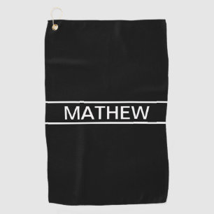 Toalla De Golf Texto personalizable Negro y blanco moderno y ne