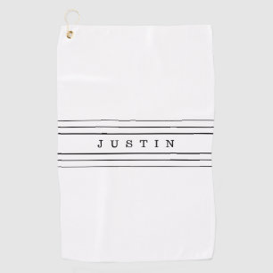 Toalla De Golf Texto Personalizado y franjas modernas Blanco y