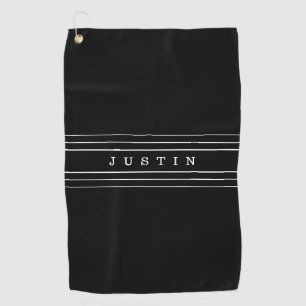 Toalla De Golf Texto Personalizado y franjas modernas Blanco y