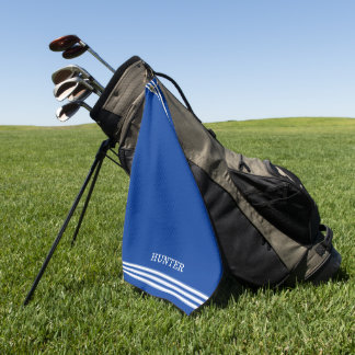 Toalla De Golf Texto Personalizado y Tres Franjas en Azul Real
