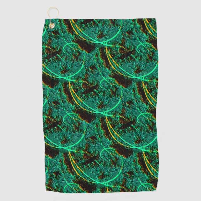 Toalla De Golf Textura áspera cian verde oscuro con cráteres marr (Anverso)