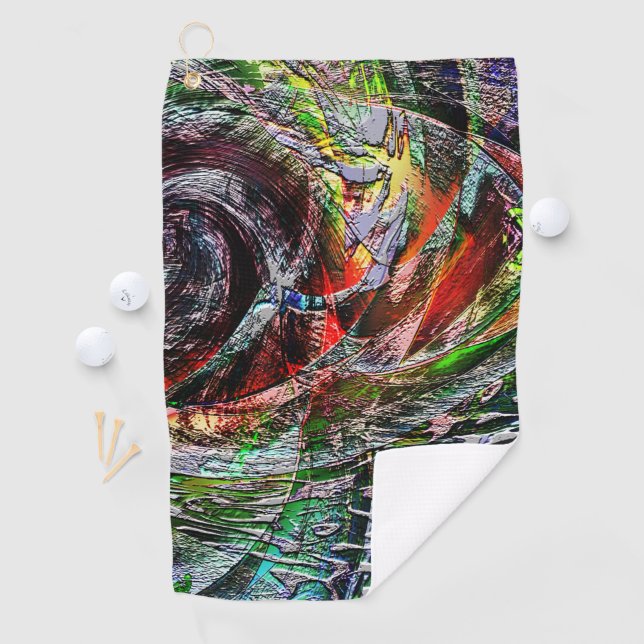 Toalla De Golf Textura de ruinas digitales sobre gradiente rojo a (In situ)