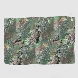 Toalla De Golf Textura extraña en verde gris con cráneo abstracto