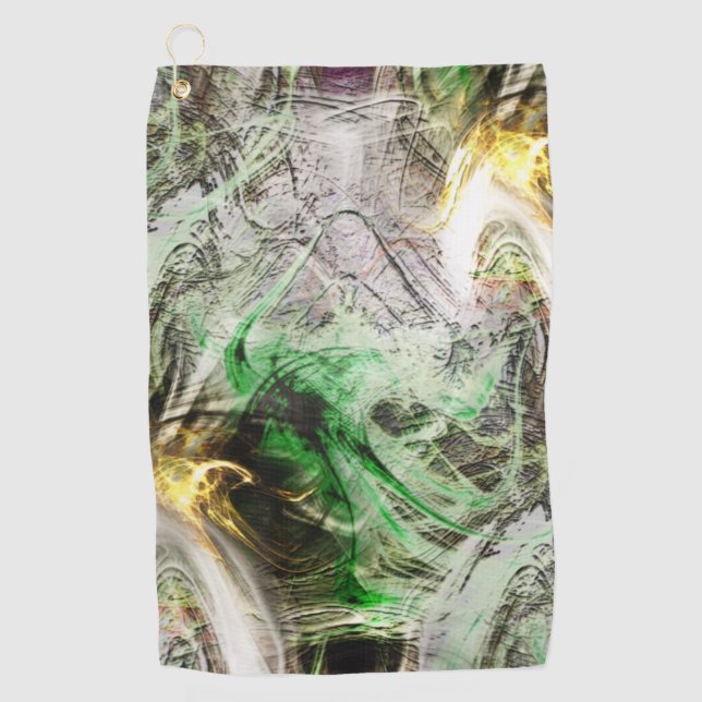 Toalla De Golf Textura rústica bajo tinta flotante verde y amaril (Anverso)