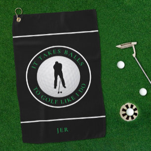 Toalla De Golf Tiene Agallas Humor de Pelota de Golf Negro Verde
