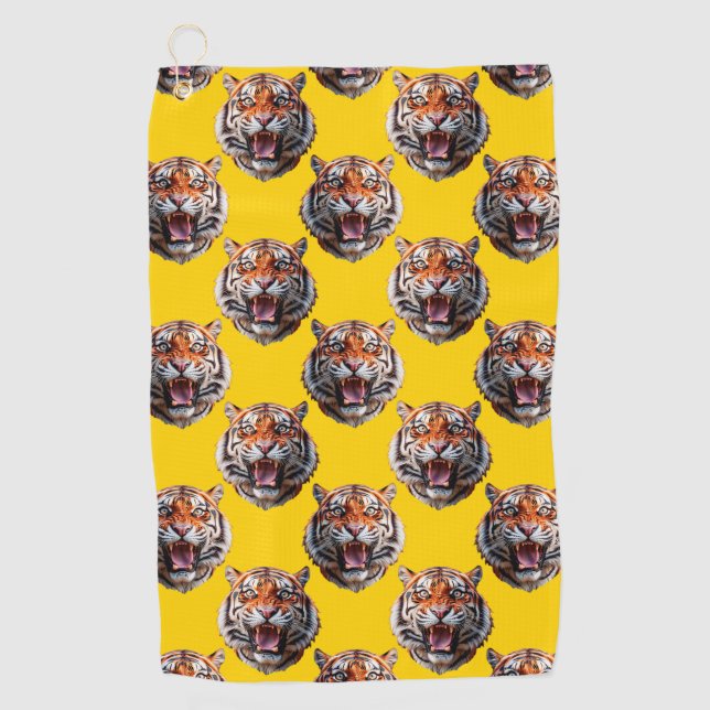 Toalla De Golf Tiger Head Pattern Design Yellow  (Anverso)
