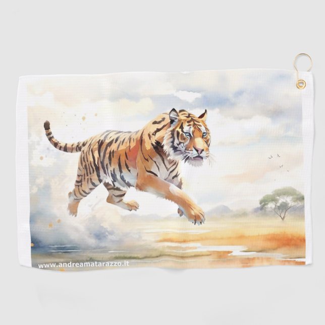 Toalla De Golf Tigre en acción (Horizontal)