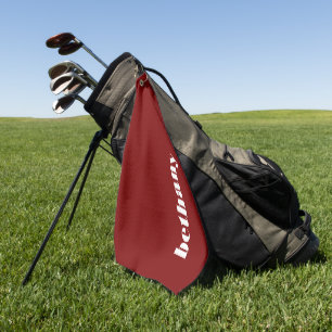 Toalla De Golf Tipografía Abultada Monograma Nombre Burdeos