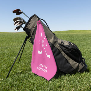 Toalla De Golf Típografía rosa moderna iniciales monogeograma ele