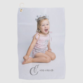 Toalla De Golf Tipografía y fotografía de nombre personalizado