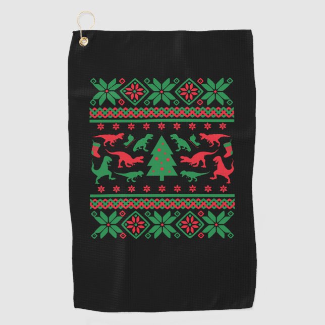 Toalla De Golf Tirannosaurus Rex Navidades feos Sweater - Trex Ug (Anverso)