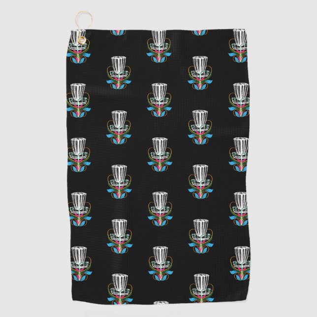 Toalla De Golf Toalla negra del golf del disco con la cesta del (Anverso)