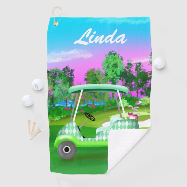 Toalla De Golf Toalla personalizada Green Golf Diamond Sunset Cou (In situ)