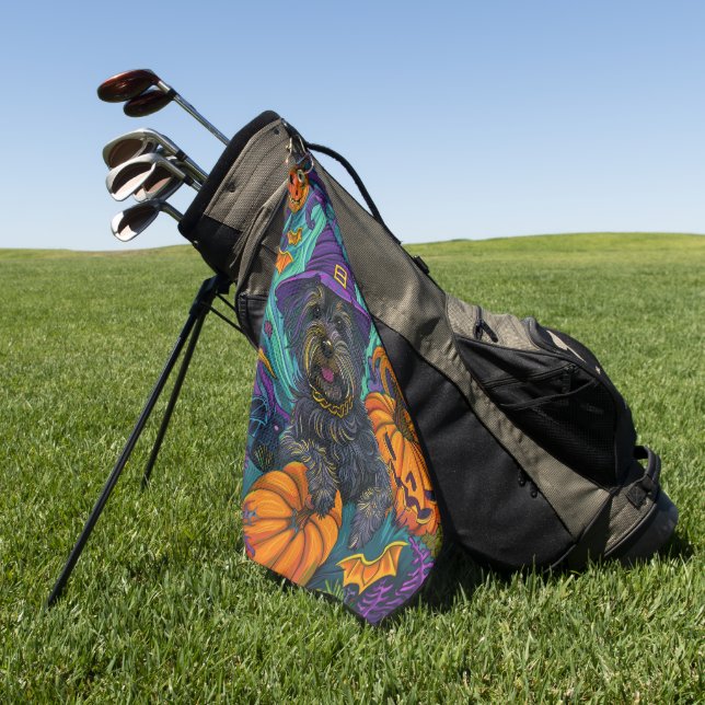 Toalla De Golf Tocante calabaza de bruja de perro terrible tibeta (Verde)