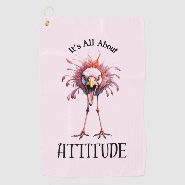 Toalla De Golf Todo sobre Actitude Funny Flamingo (Anverso)