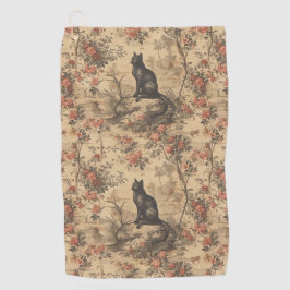 Toalla De Golf Toile de Jouy Chinoiserie Gato Damasco Rojo