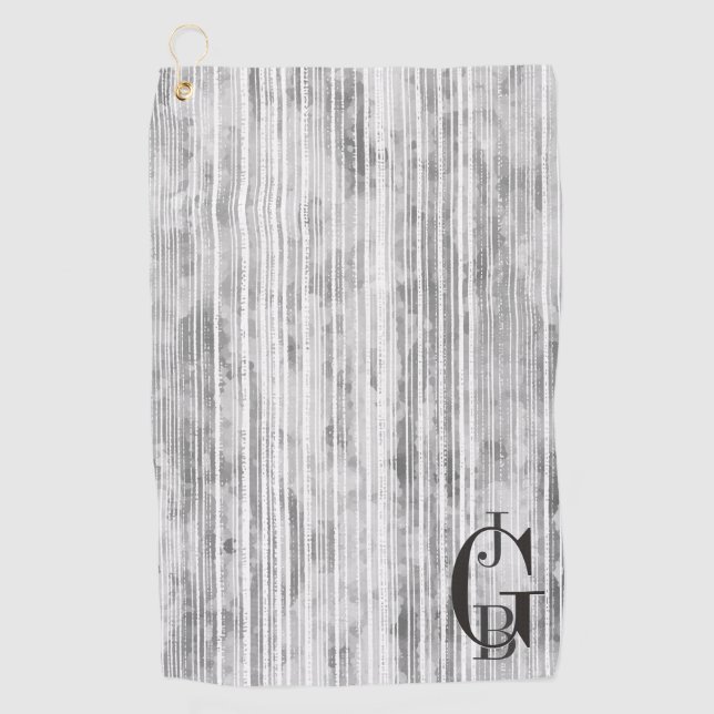 Toalla De Golf Tonos de mármol gris y patrón de rayas (Anverso)