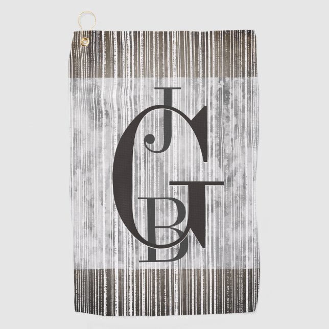 Toalla De Golf Tonos de mármol gris y patrón de rayas (Anverso)