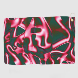 Toalla De Golf Tonos de rosa rojo en cintas abstractas sobre cian