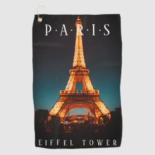 Toalla De Golf Torre Eiffel de noche, París, DIY White Text