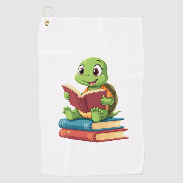 Toalla De Golf Tortuga Adorable Leyendo Libros (2) (Anverso)