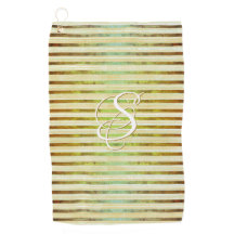 Towe de golf amarillo dorado, verde y franjas blan